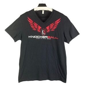 Knockerball Bubble‎ Soccer KB Nation V-Neck T-Shirt Womens L Short Sleeve Black